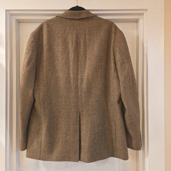 Vintage LambsWool Plaid Tweed Preppy Blazer Sports Jacket Brown Size 44 - Picture 3 of 16